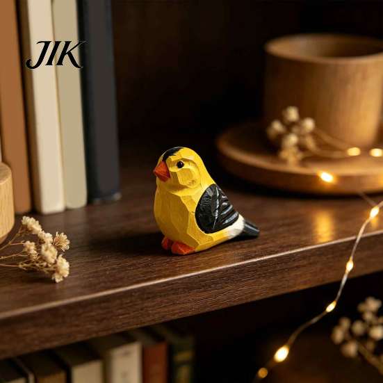 Artistic Wooden Bird Sculpture Hand Carved Basswood Ornament, Bird/Chicken/Crow/Duck Shape, Solid Wood Raven Decor Minimalist Figurine for Home