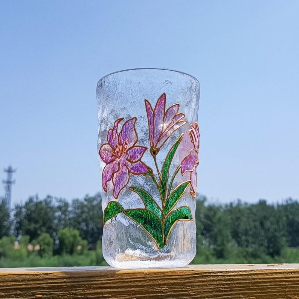 Glacier Texture Juice Cup Flower Design Beer Cup Fashion Cold Drink Cup Bar
