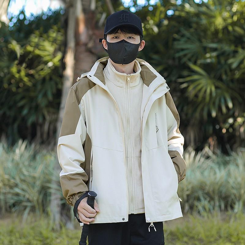 Men Women Winter Outdoor 3-in-1 Hooded Windproof Jacket With Fleece Liner Warm Layered Coat Hiking Camping Daily Wear