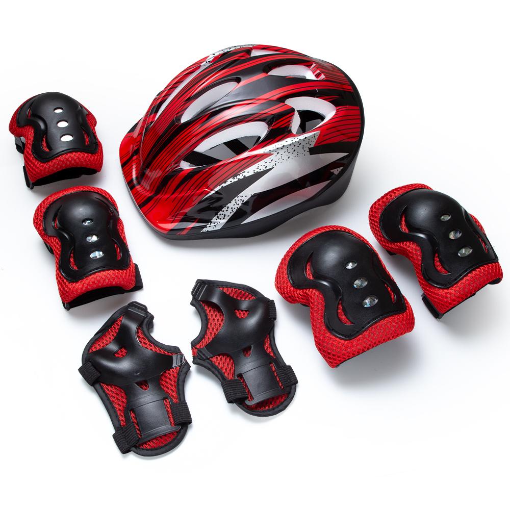 7Pcs Kids Bike Helmet & Knee/Elbow/Wrist Pads – Adjustable Protective Gear for 3-15yrs Boys Girls for Cycling Scooter Skating