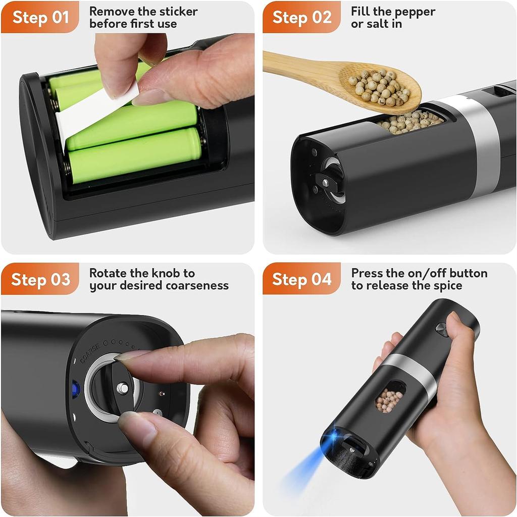 Мельница для перца, набор электрических мельниц для соли и перца, перезаряжаемая мельница для перца, 2 шт.