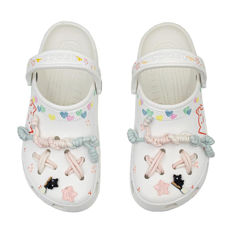 Crocs Классические клоги Розовый Голубой Мяу Звезда ЭВА Градиент Стильные Удобные и Универсальные Дырочные туфли для мужчин и женщин белый