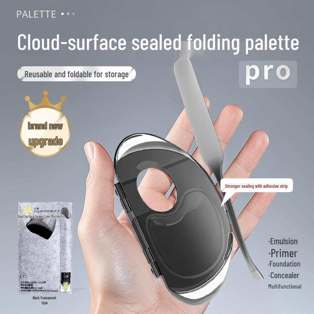 Cloud Face Foundation Palette: Transparent, Foldable Acrylic Mixing Palette with Lid for Multi-functional Makeup Use.
