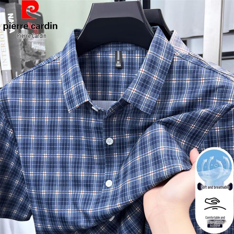 Pierre Cardin Men's Summer Plaid Short Sleeve Shirt