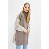 Brown Color Blocked Turtleneck Long Knitwear Sweater Tctaw22kz1309