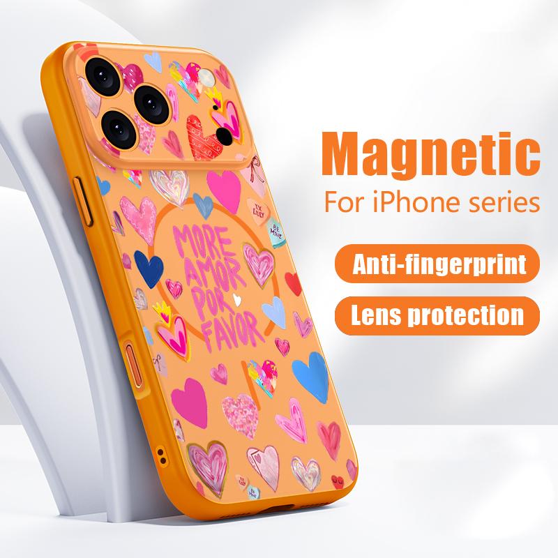 Чехол С Принтом Арбузные Сердечки Для iPhone 17 Pro Max Чехол iPhone 16 15 14 13 Pro Max Магнитный Для Magsafe Гибридный Тонкий Матовый Чехол