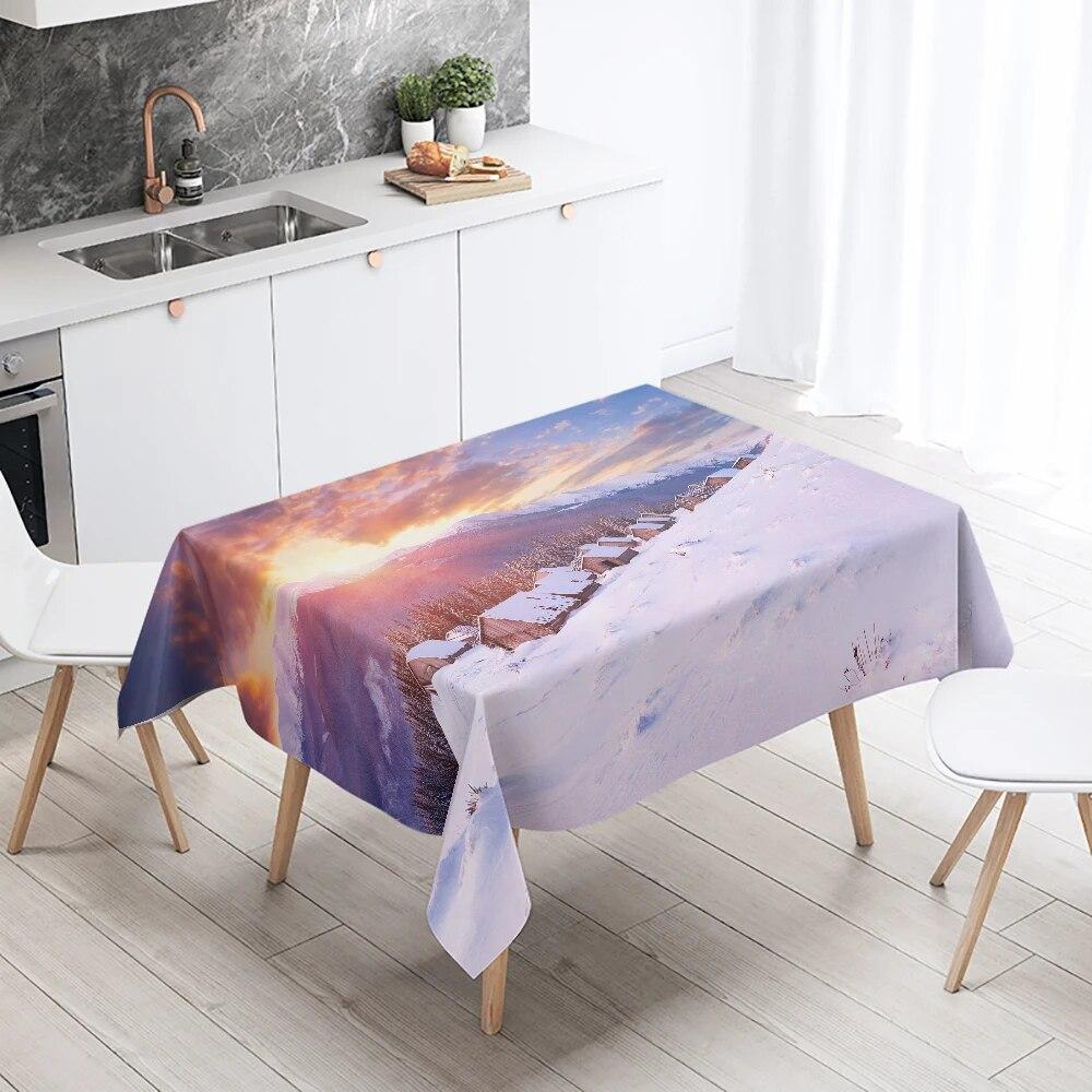Natural Landscape Tablecloth Camping  Antifouling Waterproof Rectangular  Dining Table Home Decoration