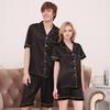 Шелковый комплект пижам для пары: Ледяной шелк, Короткий рукав, Большой размер для мужчин и женщин, Весна/Осень