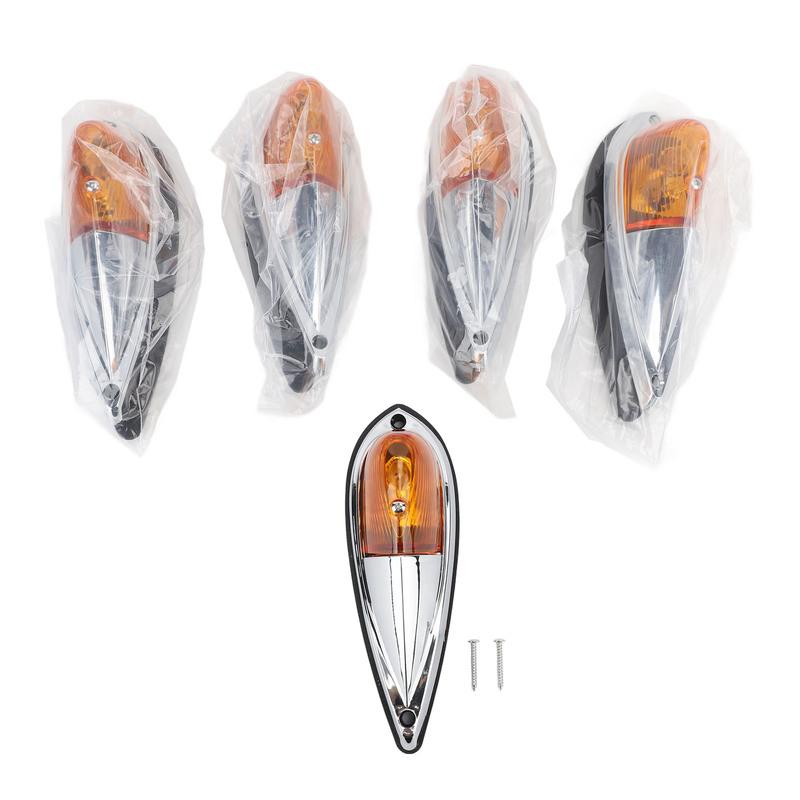 5pcs Cab Marker Light Weatherproof Amber Teardrop Cab Top Running Light Universal for Trucks Vans RV