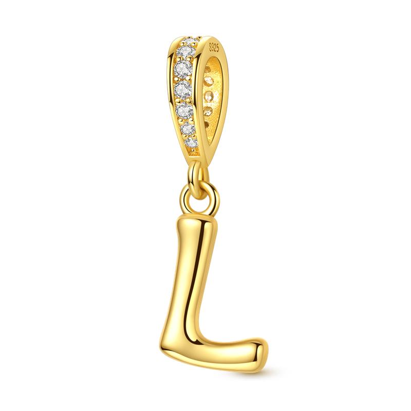 925 Silver Golden Series Charms Bead with CZ Zircon Whale Butterfly Sun Pendant for DIY Fashion Jewelry Bracelet