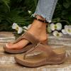 Fashion Woman Slippers Leather Non-Slip Soft Platform Shoes Flip Flops Summer Wedge Sandals Fashion Orthopedic Slippers Slides Women