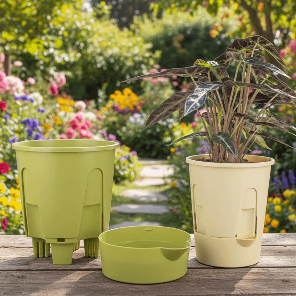 Пластиковый самовпитывающийся цветочный горшок, утолщенный, с запасом воды, гидропонный цветочный горшок, высокий, дренажные отверстия, большая вместимость