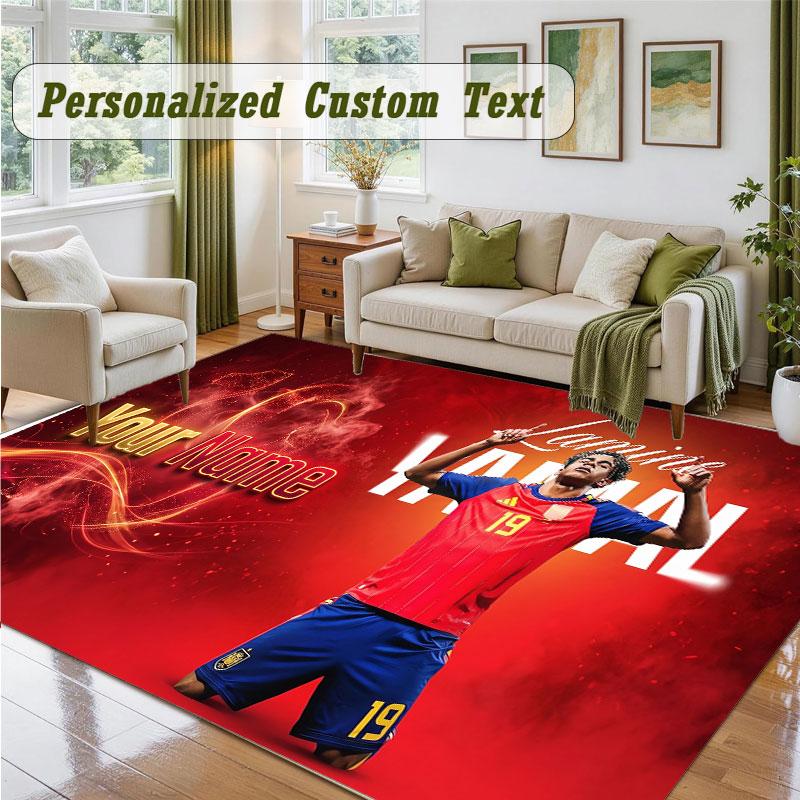 Crystal Velvet Square Rug Custom NameLamine Yamal Pattern Non Slip Home Floor Decor Rug