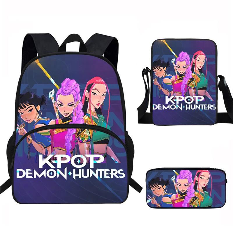 Kids School Backpack Set With Printed Cartoon Design Elementary Students Lightweight Spine-Protective Durable Oxford Fabric