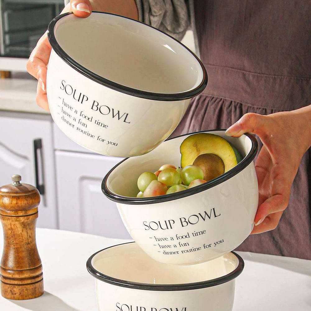 Ceramic Rice Bowl Japanese Simplicity Dinner Restaurant Home Tableware Eating Dishes Soup Bowl Set Dinnerware Salad Bowl