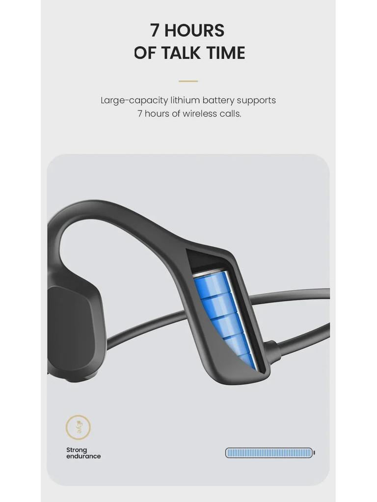 Wireless Bone Conduction Bluetooth Headset with Noise Reduction for Sports and Business