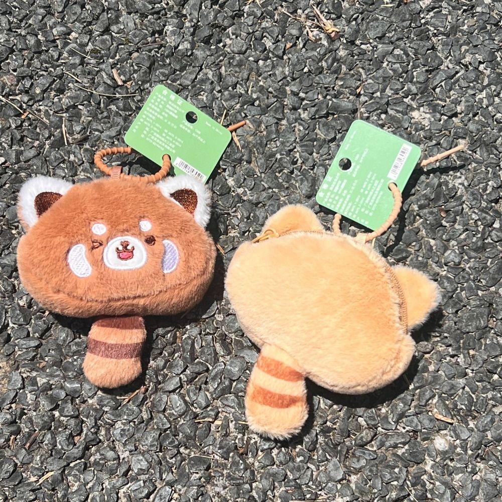 Animal Red Panda Plush Keyring with Tail Red Panda Purse Turn To Costume Panda Pendant Kids
