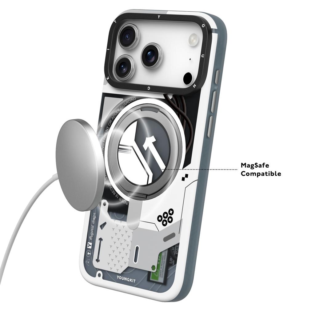 YOUNGKIT для iPhone 17 Pro Магнитный чехол Вращающаяся подставка IMD TPU Чехол для телефона