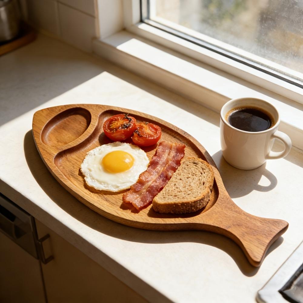 Natural Wooden Fish Dish Handmade Solid Wood Tray Tableware Bread Tray  Holiday Party