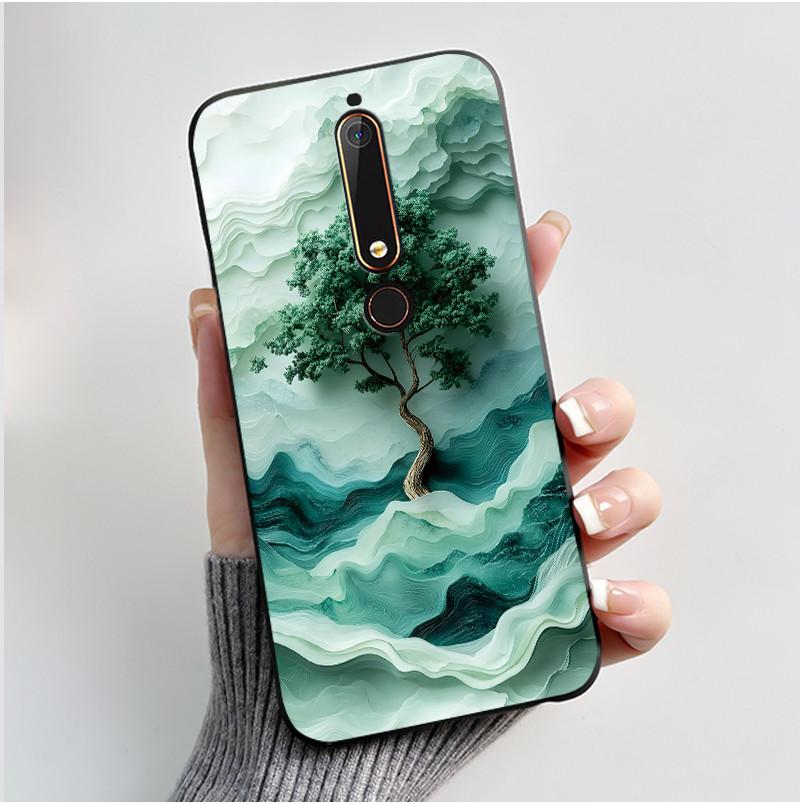 Cute Case For Nokia 6.1/Nokia 6.1 Plus/Nokia X6/Nokia6 Capa Printing Shell Protective Cover Soft Silicone Cartoon Black Casing