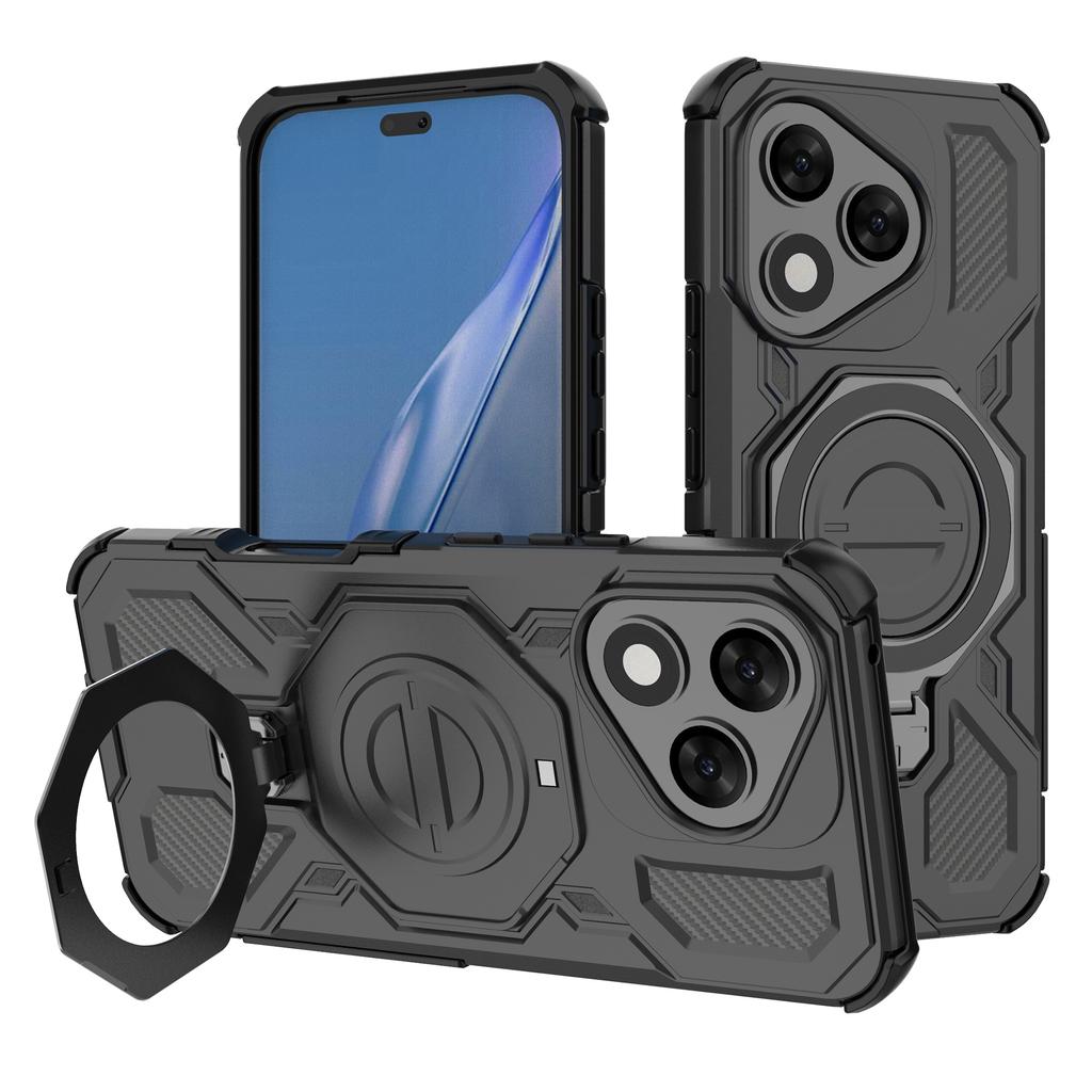 Магнитный чехол для Honor 400 Lite 5G, вращающаяся металлическая подставка, противоударная задняя крышка для телефона из ПК+ТПУ