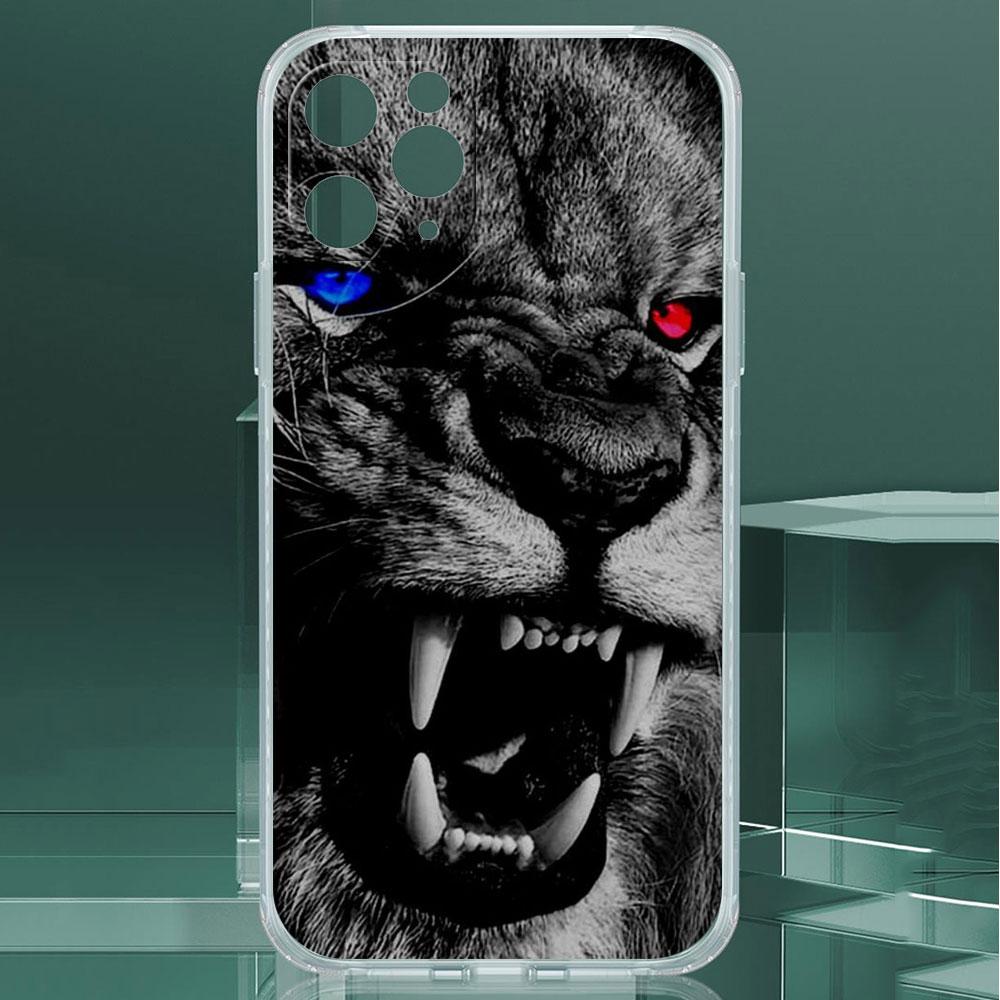 Чехол Lion Wolf для Apple iPhone 11 13 14 12 Pro 7 8 Plus XR X XS Max 6 6S 14Pro прозрачный силиконовый чехол для телефона Coque