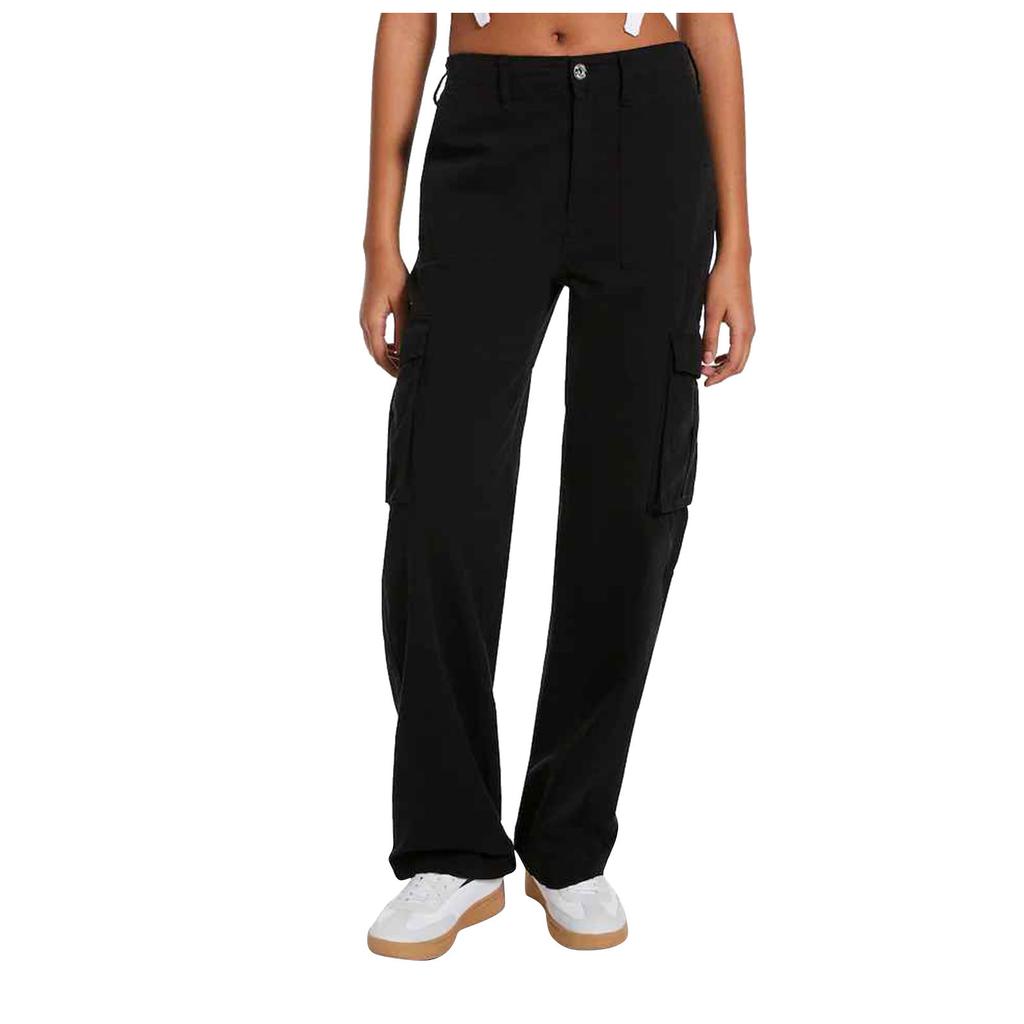 Women's Adjustable Straight Fit Cargo Pants Adjustable Baggy With Pockets Elastic Waist Casual Cargo Pants Relaxed Fit Pull On Work Pant