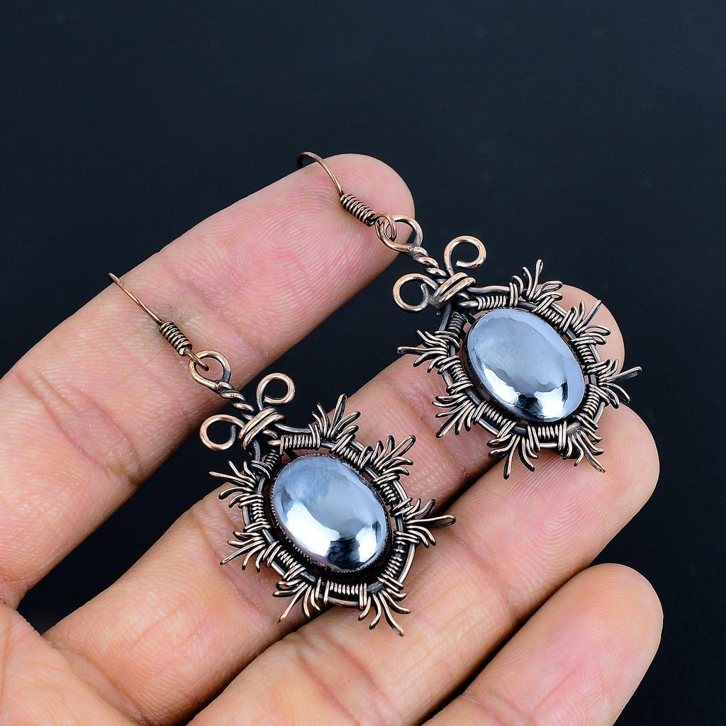 Серьги из шунгита 999 с обмоткой из медной проволоки, Ювелирные изделия ручной работы с драгоценными камнями, Подарки для любви Новые серьги