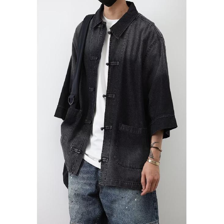 Summer New Chinese Style Vintage Denim Jacket For Men And Women, Loose Retro Button Washed Denim Top