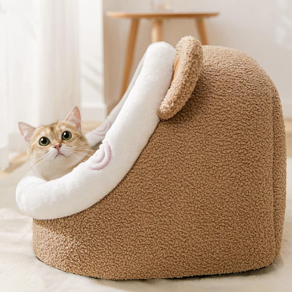 Лежак для домашних животных в форме купола, теплый, мягкий, пушистый, для собак и кошек, можно стирать (M)