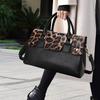 Leopard Print Women's Bag Boston Bag Large Capacity Hand-held One-shoulder Crossbody Bag Head Layer Cowhide Women
