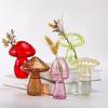 Glass Flower Vase Single Stem Flower Vase Unique Mushroom Glass Planter for Home Decoration Plant Propagation Station for Women