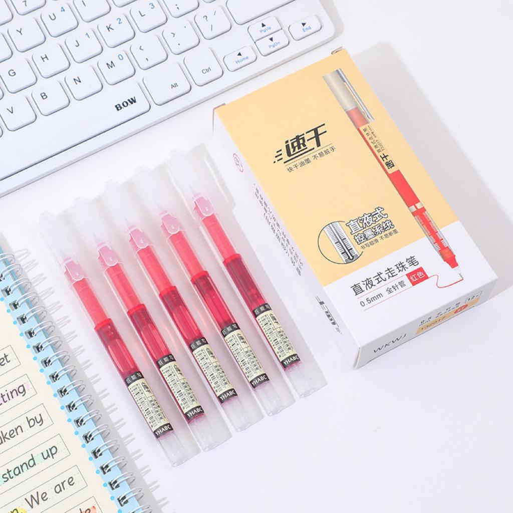 Быстросохнущая черная гелевая шариковая ручка с полноразмерной иглой, большой емкости, идеально подходит для студентов и деловых подписей.