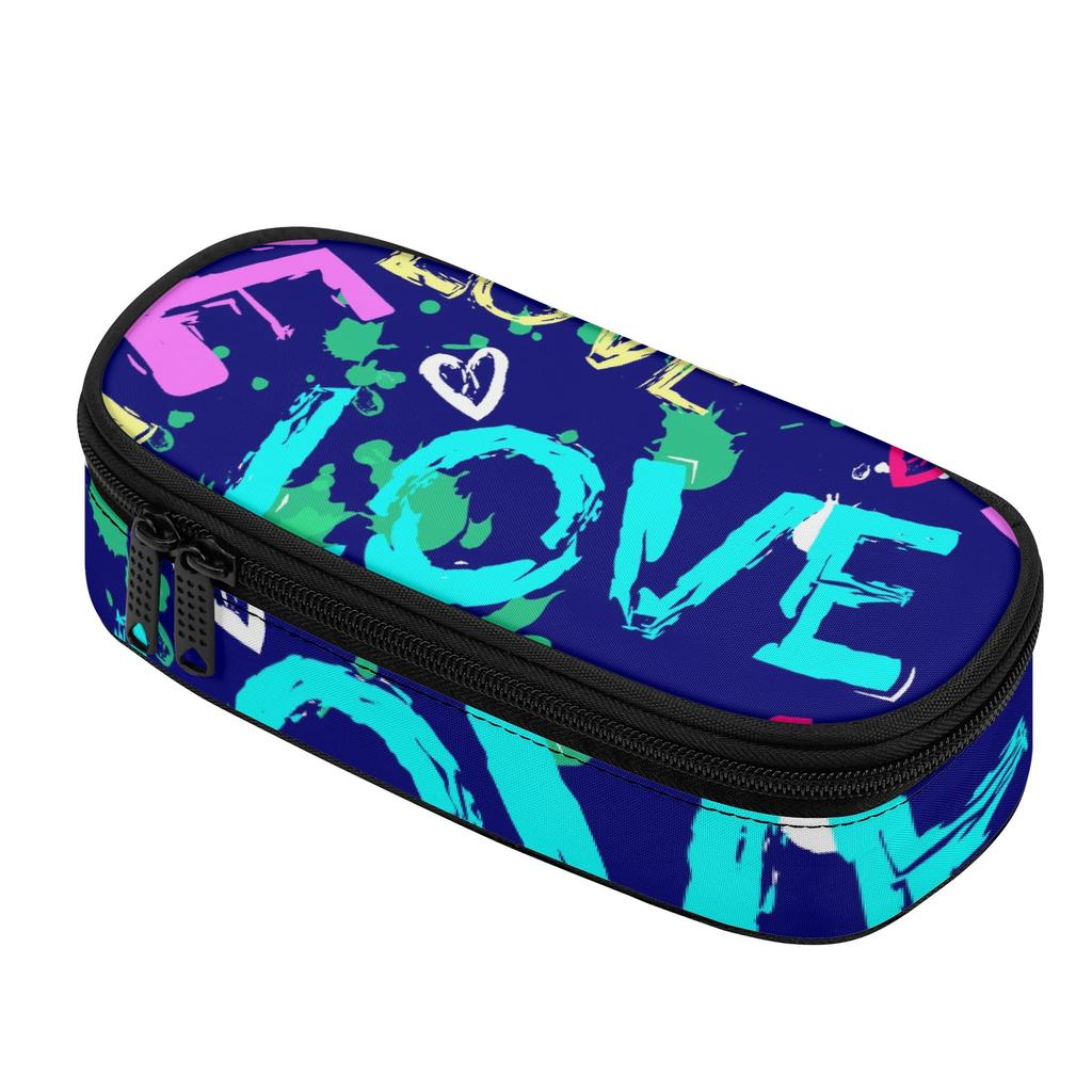Pencil Pouch Portable 300D Polyester Multi Compartment Zipper Closure with Main Compartment Mesh Pocket and Pen Slots for Students