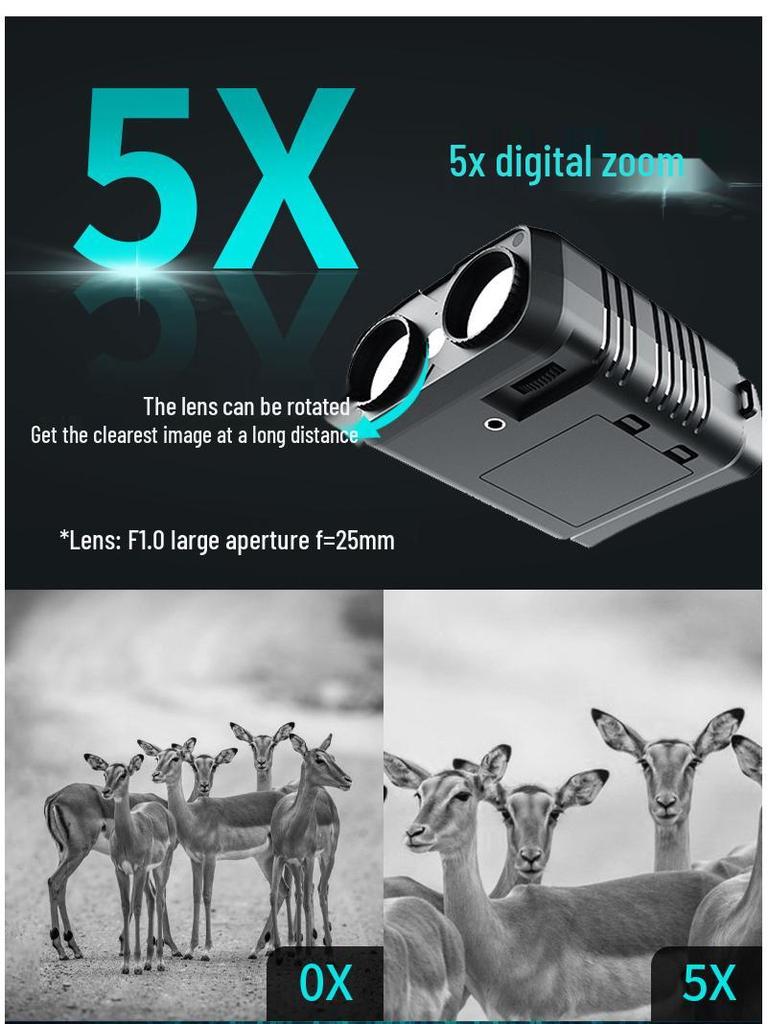 R19 Ultra-HD Day/Night All-Black Infrared Night Vision Device with Large Screen for Photo & Video Recording