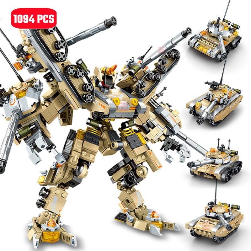 Non-Toxic Sembo 1075Pcs Tank Transforming Mech Robot Model Building Blocks Moc Military Series Vehicle Assembly Bricks Toys For Children Gifts