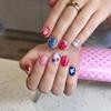 24Pcs Star Striped UV Nail Tips Resin False Nails for Party and Holiday Use