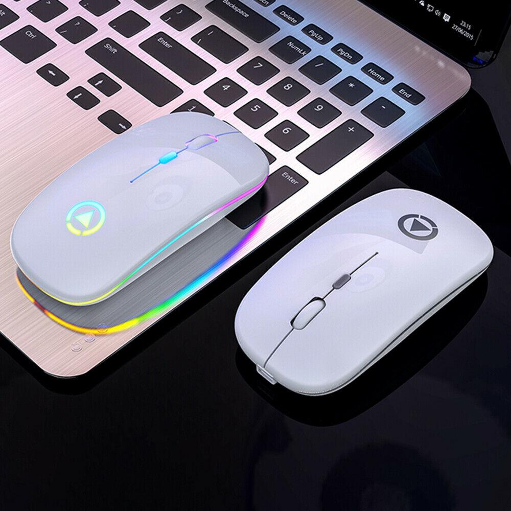 Тонкая перезаряжаемая Bluetooth/USB беспроводная мышь со светодиодной подсветкой RGB для планшетных ПК и iPad