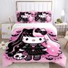 3pcs Hello Kitty Gothic Halloween Printed Quilt Set - Includes 1 Quilt Cover and 2 Pillowcases, Machine Washable - Suitable for All Seasons.H037
