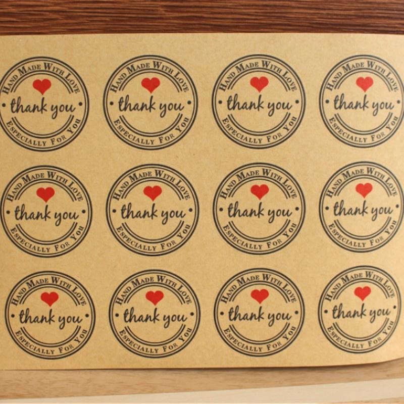 Ретро"Спасибо"Круглая крафт-печать наклейка Для изделий ручной работы Винтаж 10 листов(120pcs)