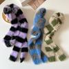 Women Long Scarf Color Block Striped Print Thin Long Scarf Cold Weather Scarf Neck Wrap Fashion Accessory