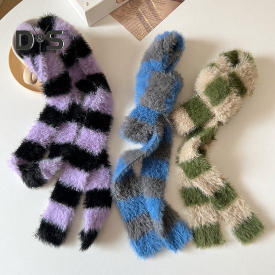 Women Long Scarf Color Block Striped Print Thin Long Scarf Cold Weather Scarf Neck Wrap Fashion Accessory