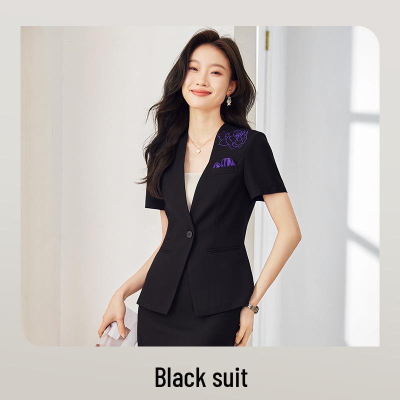 Профессиональный женский юбочный костюм с коротким рукавом для менеджера ресепшена отеля и ювелирного магазина, летняя униформа