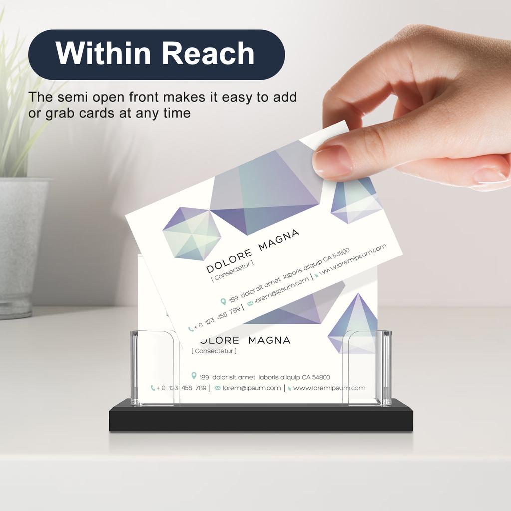 2Pcs Acrylic Business Card Holder 1 Slot Transparent Name Card Stand with Widened Base Office Name Card Organizer for Desktop