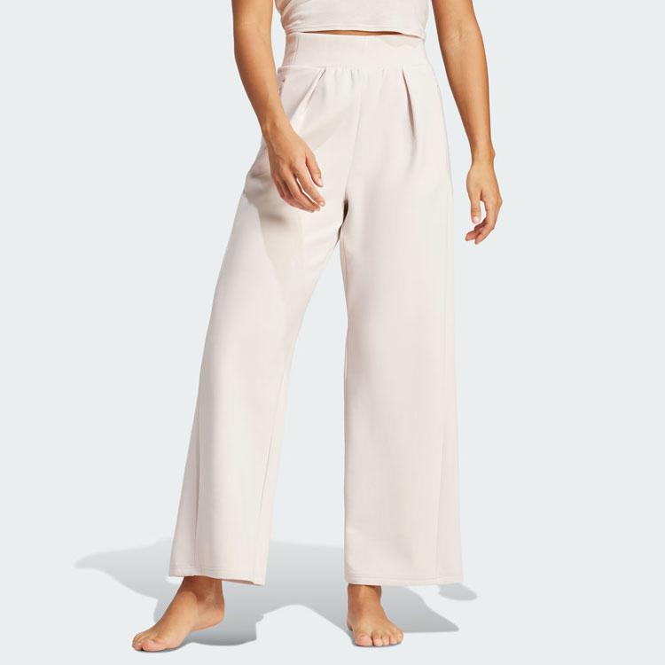 Adidas Yga Pant однотонные свободные широкие трикотажные спортивные брюки для йоги и фитнеса женские брюки бежевого цвета IU1824