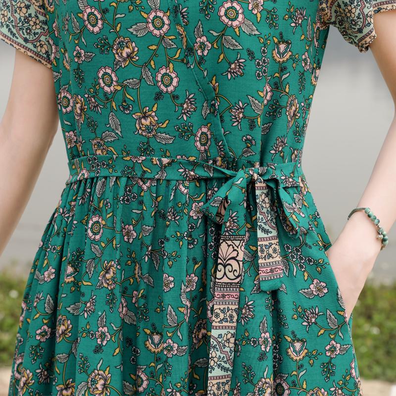 Элегантное женское летнее платье большого размера с коротким рукавом длинное платье женская винтажная одежда