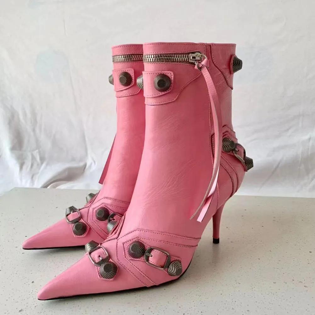 Fashion Sexy Knee High Boots 2024 Winter Boots Brand Design Super High Thin Heels With Rivet Retro Fashion Cool Women Shoes Big Size 46