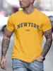 Men's Summer Fashionable Casual Loose Plus Size New York Usa 3D Printed Slim Fit Sports Round Neck Short Sleeved Mens T-shirt