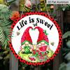 2D Flat "Life Is Sweet" Themed Aluminum Decorative Signs and Plaques In Various Sizes. Watermelon, Gnome, and Bee Pattern Wall Decorations, Summer