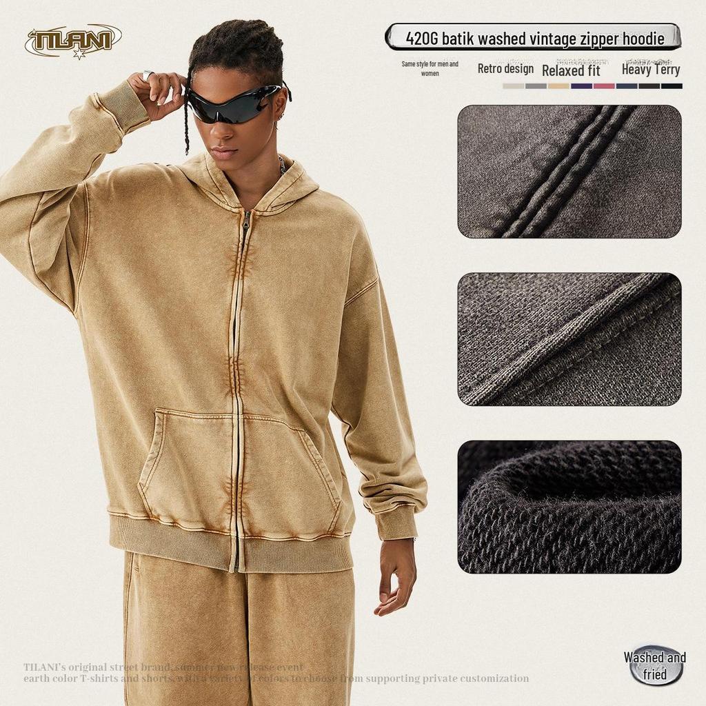 Толстовка с капюшоном TILANI Unisex Water Batik Heavy Terry Zip - повседневная куртка-свитшот